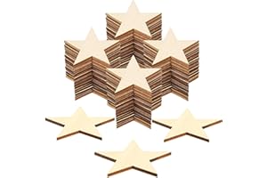 ‎ENLACE ENLACE 50 Stück Holzsterne Deko, Holzsterne zum Basteln und Dekorieren, 5cm Sterne Basteln, Holzsterne Blank Holz Stern Scheiben, für Weihnachtsdeko, DIY-Dekorationen, Hochzeitsdekoration