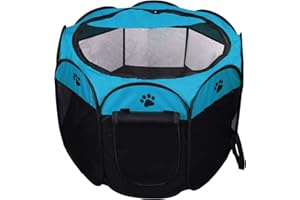 Coolty Faltbar Haustier Zelt, Tragbarer Welpenlaufstall Tierlaufstall für Hunde Katzen Kleintiere, 91 * 91 * 58cm (Blau)