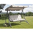 GSD 3 Seater Swing Chair Garden Outdoor Patio Hammock Seat Bench Luxury + 2 Free Pillows Grey (Cool Grey Swing - No Bed Function)