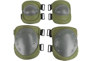 JIAHG Set de Protection Pour Genoux et Coudes Adulte Coussinets de Protection Tactiques Antichoc Set de Genouillère Coudière pour Cyclisme Patinage Planche à Roulettes CS Sport en plein air