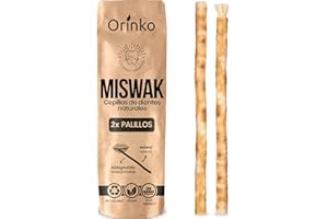 Miswak Natural - Palo de Dientes para Blanqueamiento Dental y Higiene Oral - Cepillo Ecológico con Raíz de Siwak - Pack de 2 Limpiadores Dentales Naturales - ORINKO