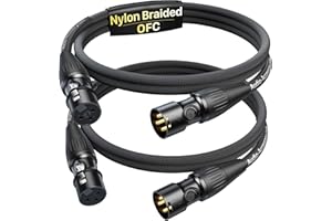 AA AUDIO ACCESSORY XLR Kabel 1M 2 Stück, Goldbeschichtete Neutrik REAN Stecker, Mikrofonkabel mit Kevlar-verstärktem Nylon-Geflecht, Alu- & OFC-Doppelschirmung, für Shure