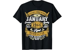 VINTAGE JANUARY 1966 60TH BIRTHDAY MEN WOMEN Legends were Born in January 1966 Vintage 60th Birthday Men T-Shirt