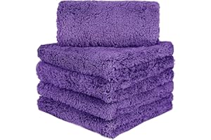 BW&HM Bayeta Microfibra Coche Toalla Secado Coche Toalla Limpieza Coche Paños Microfibra Coche Super Absorbente 40x40cm Pack de 5 Púrpura