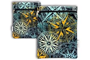 ANVAL Funda para Libro, Impermeable, Interior Forrado,con Cremallera, Doble Bolsillo Exterior -, Adaptable a Cualquier Grosor, Funda Libro Papel - Forro Libro Tela Estampada (Brújula)