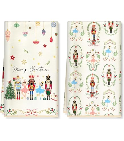 Lot De 2 Torchons De Cuisine En Microfibre Artoid Mode - Motif Noël (Casse-noisette, Sapin), 42 X 65 Cm, Très Absorbants
