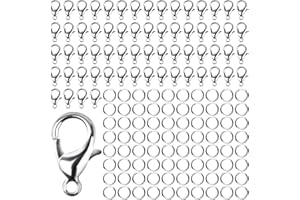 VARHHUXHA 400 Pcs Lobster Clasps for Jewelry Making, Include 250 Pcs Open Jump Rings, Metal Jewelry Connectors, Bracelet Clasps and Closures Clasps for DIY Necklace Bracelet Earring Jewellery Making