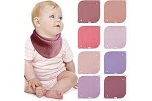 Lulu moon Bebe Baberos de 100% Algodón Muselina, Baberos para Bebé Niño Niña Unisexo 8 Paquetes