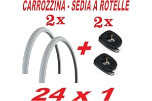 CicloSportMarket 2 COPERTONI COPERTURE Pneumatici + 2 x Camera d'Aria 24 x 1.0 - Carrozzina/Sedia A ROTELLE