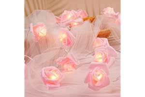 OSDUE Ljusslinga med Rosa LED-lampor 3m 20 LED Mini Hadaslampor Vattentät Blomsterkrans med Batteri 2 Ljussättningar Julljus