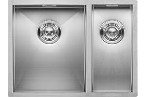 Kitchen Sink Mizzo Quadro 34-18x40cm | 1.2mm Thick Stainless Steel 1.5 Bowl with Satin Finish | Straight Corners Zero Radius Basin | 60cm Cabinet | Undermount Flushmount or Topmount Installation