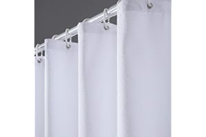 Furlinic Schmaler Duschvorhang für Dusche und Badewanne Schwerer Badvorhang Textil aus Polyester Stoff Schimmelresistent Wasserabweisend Waschbar Weiß 150x180 mit 10 Duschringen.