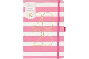 BUSYB Busy B - Agenda settimanale per gli obiettivi 2025 - Striscia Rosa - Organizzatore A5 con vista settimanale - Panoramica mensile, citazioni ispirate e adesivi