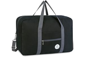 NARWEY for Easyjet Large Cabin Bag 56x45x25 Foldable Travel Duffel Bag Holdall Tote Carry on Luggage Overnight for Women and Men 40L (Thick Series Black)