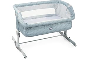 Chicco Next2Me Dream, Łóżeczko dziecięce boczne, łóżeczko do wspólnego spania, otwierany tył, regulowana wysokość, 4 koła i torba podróżna, 0-6 miesięcy, 9 kg, jasnoniebieski