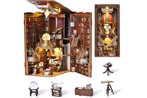 MiniCity Book Nook Kit, DIY Miniature Dollhouse Booknook Kit, Puzzle de Madera 3D, sujetalibros, estantería para Insertar decoración con luz LED para Adolescentes y Adultos (Beyond Library)