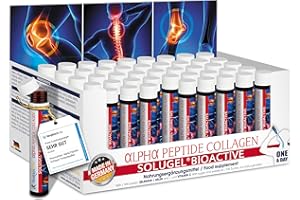 ‎PHARMAVITAL PharmaVital Alpha Peptide Collagen Trinkampullen (50 Stück) – 10.000mg Kollagenhydrolysat SOLUGEL(R), Vitamin C Selen Hagebutte, Premium, mit bioaktiven Peptiden für Knochen Gelenke Haut