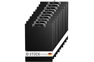 ‎OFFICE POINT GERMANY OFFICEPOINT Klemmbrettmappe Set A4 | 10 Stück | Aufklappbares Klemmbrett mit Innentasche | Schreibplatte Kunststoffüberzug (Schwarz, A4)
