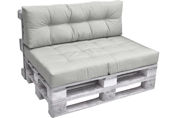 Beautissu Coussin Dossier Palette Euro 120x40 cm ECO Elements – Confortable Coussin Banquette Extérieur & Intérieur pour Jardin Canape Coussins Lounge Gris Clair