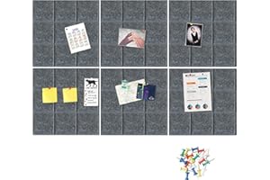 HyFanStr Large Felt Pin Board 30x30cm Wall Bulletin Board, Square Memo Board Notice Board with 30 Push Pins, Decorative Pinboard for Office Bedrooms Pack of 6