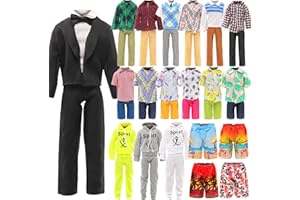 Miunana 12 ubrań dla chłopców lalek 12 cali = 1 garnitur, 1 odzież sportowa, 2 ubrania, topy, 2 spodnie, 1 kąpielówka, 5 par butów dla lalek