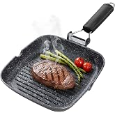 briebe Black Titanium Grill Grill Stripes,Induction,Non-stick Titanium | Pan Iron 24 x 24 cm Cast Aluminium without PFOA, Fol