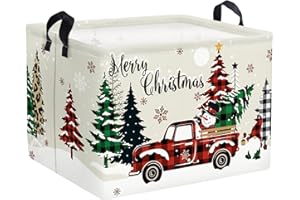 Clastyle Ceste Biancheria Bambini Buon Natale Cestino Giocattoli Vestiti Impermeabile per Ragazzo Ragazza Cestino Portaoggetti per Bagno Cameretta Bucato, Albero Quadri, 40*30*30 cm