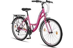 LICORNE BIKE Stella Bicicleta para Mujer, 26 Pulgadas, luz de Bicicleta, Cambio 21 Marchas, Bicicleta de Ciudad para niñas y niñas, Florenz, Amsterdam, Hollandrad, diseño Retro, Bicicleta Infantil