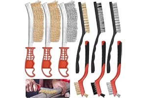 Sinofort Spazzola Acciaio, 9 Pezzi Spazzola Metallica Set, Spazzola Ferro per La Pulizia di Vernice, Grasso Sporco, Ruggine, Sporco, Polvere