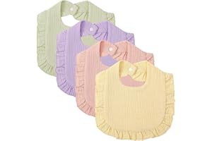 GSrenyu 4 Pack Muslin Baby Dribble Bibs Cotton Drool Bibs With Adjustable Snaps For Newborn 0-36 Months Boys Girls Teething and Drooling