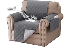 BellaHills Armchair Covers 100% Waterproof Sofa Cover Non-Slip Sofa Slipcovers Couch Covers Washable with Elastic Strap Sofa Protectors from Pets Seat Width 22"(1 Seater, Grey)