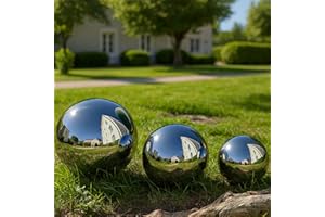 Köhko 3er Gartenkugeln poliert aus hochwertigem Edelstahl 15, 20 und 25 cm Dekokugeln-Set