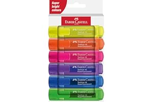 ‎FABER-CASTELL FABER-CASTELL 254646 - Textmarker Set 46, 6er Etui, Neon Farben, mit langlebiger Keilspitze, Strichbreite 1-5 mm, nachfüllbar