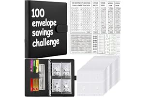 OUMAIFENG 100 Umschläge zum Sparen von 500, £ 1000, £ 5050, £ 10000, £ 10000 usw., Geldsparmappe A6 Cash Budget Sparbinder mit 8 anpassbaren Budgetkarten Cash Stuffing Planne