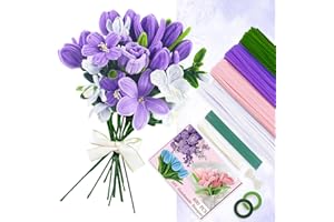 GENHH 400 Pièces Cure Pipe, Fil Chenille, Cure-Pipe pour Fleurs Tulipes avec 2 Rouleau Ruban de Fleuriste et 20 Tige Fleur Kit de Bricolage de Fleurs en Cure-Pipe Chenille pour Décoration (Violet)