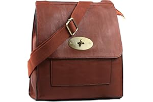 AOSSTA Women's Cross-Body Bags Leather Large/Medium Twist Lock Cross Body Messenger Bag Turnlock Shoulder Bag