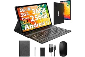 BEYNIVAN Tablet 11 Pollici Android 15 Tablet,Doppio SIM 4G LTE+5G WiFi,Octa-Core 2.0Ghz,2000x1200 FHD/36GB RAM+128GB ROM/9580mAh/BT5.0/Face Unlock/OTG/GPS-Tablets in Offerta con Tastiera e Mouse,Nero