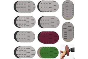 Biglumin 50 fogli di carta vetrata 75 mm, set 400/600/800/1000/1200/1500/2000/3000/5000/10000, rotonde, grana assortita, levigatrice orbitale asciutta per auto in metallo