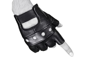 SHADOW DANCE UK Unisex vera Pelle Guanti Senza Dita punk gotico biker Pianura Borchiato danza Ciclismo Guida Palestra Sedia a rotelle