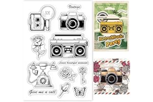 GLOBLELAND Timbres Transparents Pour Appareil Photo Vintage Pour Bricolage Scrapbooking Décoration Radio Rose Téléphone Tampons en Silicone Transparents pour La Fabrication De Cartes Décor
