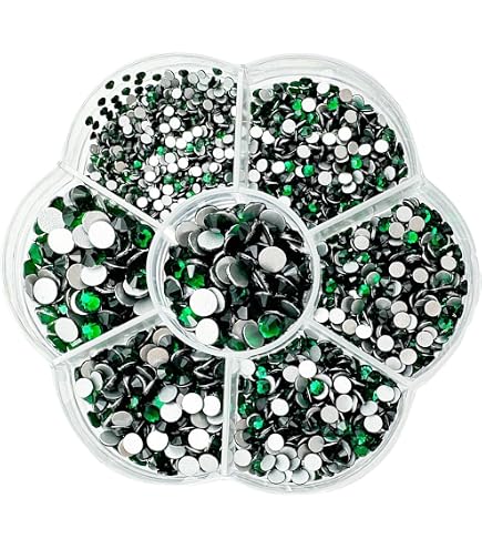Lote De 156 Diamantes De Imitación Verde Esmeralda Para Coser SOFPLATE - 7 Estilos (redondo, Lágrima, Rectángulo...), Parte Posterior Plana Con Agujero, Para Ropa Y Manualidades