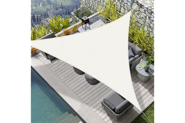 HENG FENG Voile d'ombrage Triangulaire 3x3x3m Imperméable,Toile Ombrage 160 g/m² Protection UV 95% pour Jardin,Terrasse,Balcon,Extérieur,Cordon de Montage Inclus,Beige