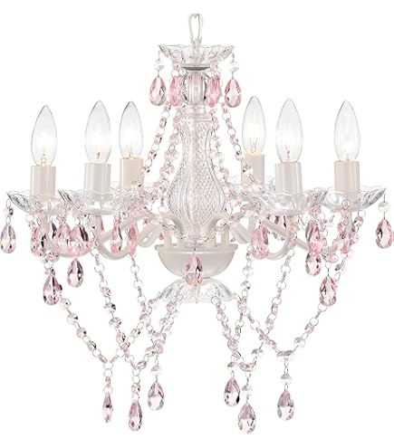 5 Light Pink Gypsy Chandelier Pink Metal Frame With Light Pink Acrylic