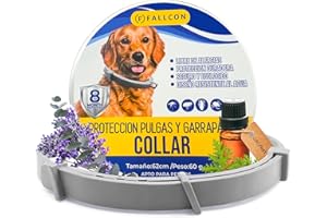 FALLCON F Collar Antiparasitos Perros Natural Repelente Frente a Pulgas,Garrapatas y Mosquitos,Tamaño Ajustable e Impermeable para Mascota Pequeño Mediano Grandes