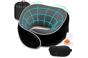 ZEPPHI Nackenkissen Flugzeug, Reisekissen Memory Foam, Nackenhörnchen Erwachsene, Ergonomische Nackenstütze mit 3D-Schlafmaske, Ohrstöpsel, Tasche - Ideal für Flugzeugstuhl, Auto, Zuhause, Büro, Schlafkissen