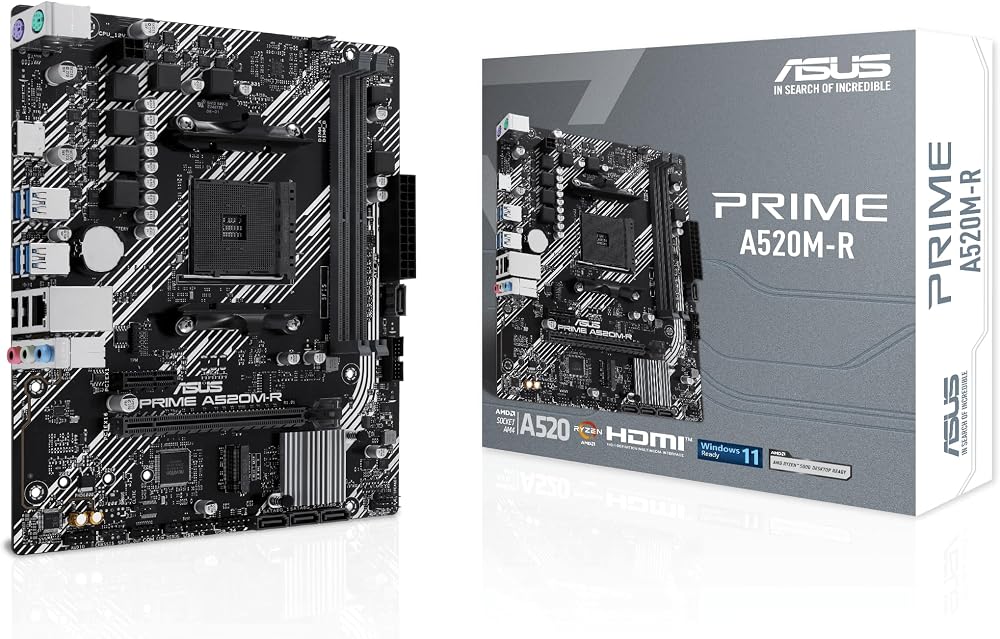 Asus Prime A520M-R AMD Soket AM4 DDR4 5100MHz mATX Anakart | AMD A520 AM4 DDR4 5100 HDMI M.2 USB3.2 mATX