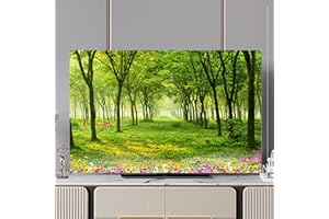 Hixingo TV Abdeckung Staubschutzhülle, 3D Wald Muster TV Staubschutzhülle 32-80inch TV Abdeckung Schutzhülle Fernseher Fernsehabdeckung Universal TV Schutzhülle (55inch,Dschungel)
