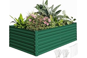 DWVO Bancal de Metal 240 x 120 x 60 cm con Guantes, bancal Elevado de Acero Inoxidable y Resistente a la Intemperie, Estable galvanizado con Goma de Seguridad para Verduras, Flores, Frutas, Verde