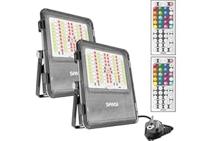 SANSI Faretto LED RGB da Esterno 20W con Telecomando, Proiettore RGB Dimmerabile 20 Colori 6 Modalità con Funzione di Memoria, IP65 Impermeabile per di Cortili Paesaggi Giardino Festa, 2Pack