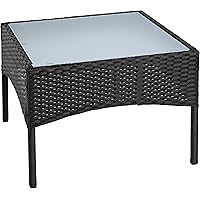 ESTEXO Polyrattan Beistelltisch Rattan Tisch Gartentisch Balkontisch Loungetisch Möbel (Schwarz)